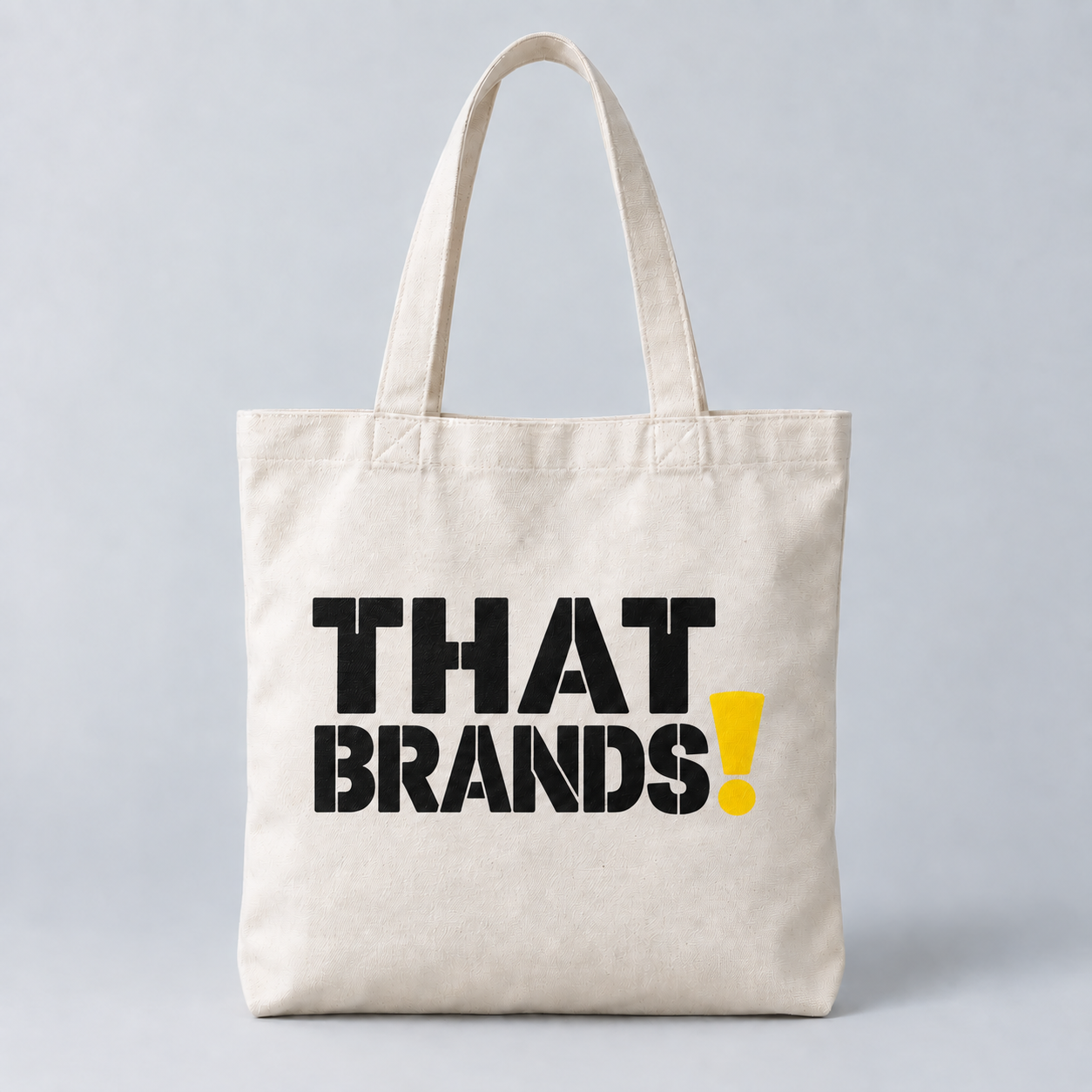 Canvas tote concept with the full That Brands! stencil logo